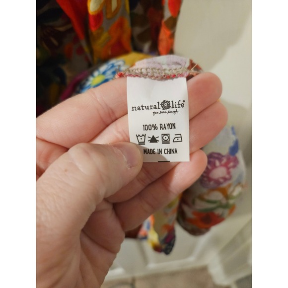 Natural Life Tricia Mini Dress XS Rainbow Calico Floral Smocked Back Boho - Picture 4 of 5
